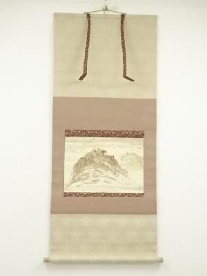 藤井達吉筆　漆絵　山水　肉筆紙本掛軸（保護箱）